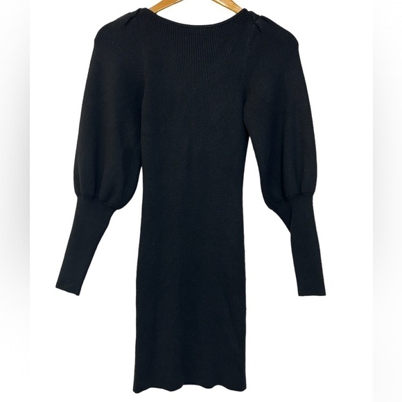 FRENCH CONNECTION BLACK LONG SLEEVE STRETCHY MIDI DRESS SIZE XS - Picture 1 of 8